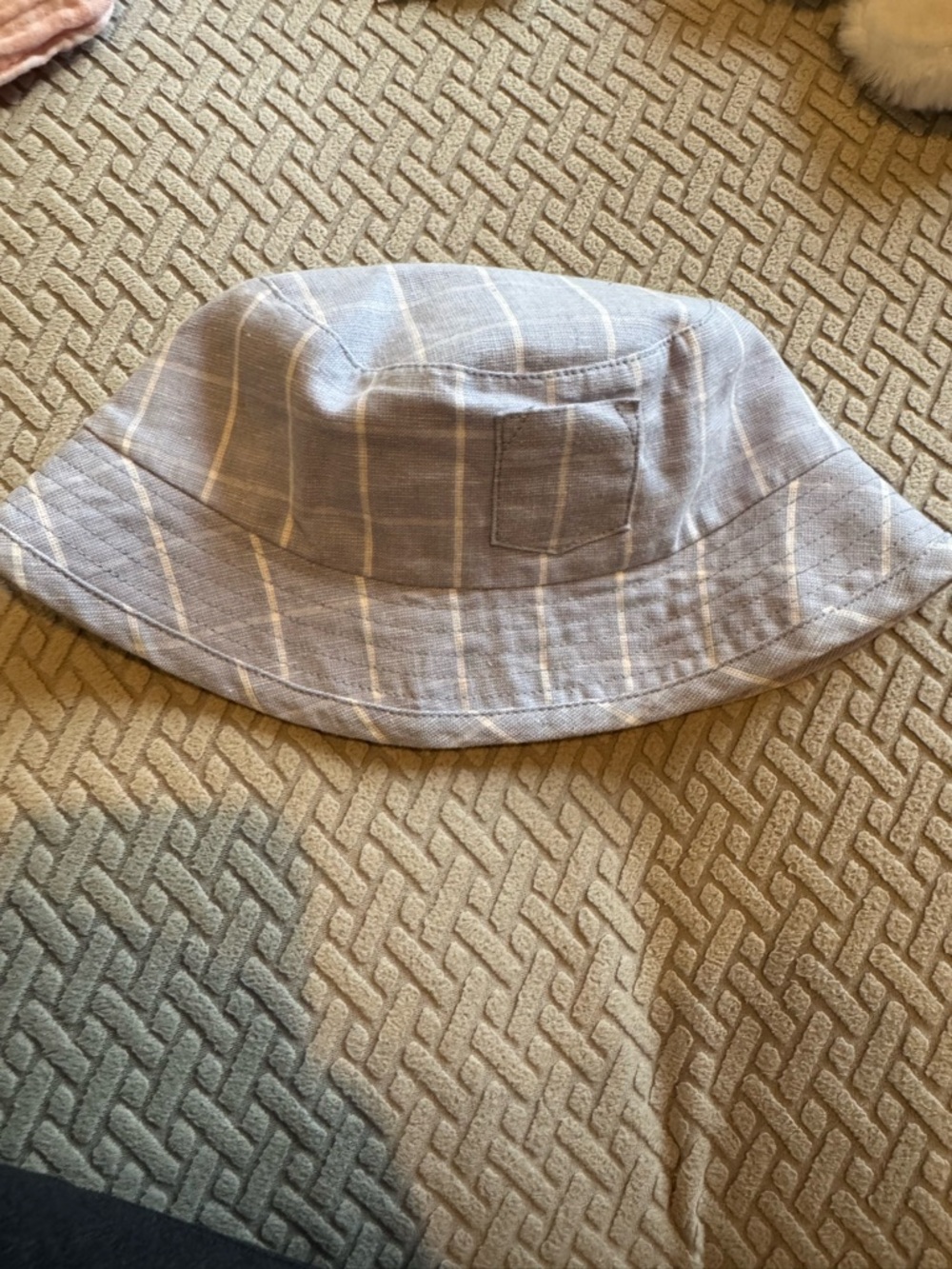 Janie and Jack Light Blue and White Striped Baby Bucket Hat 18-24 months
